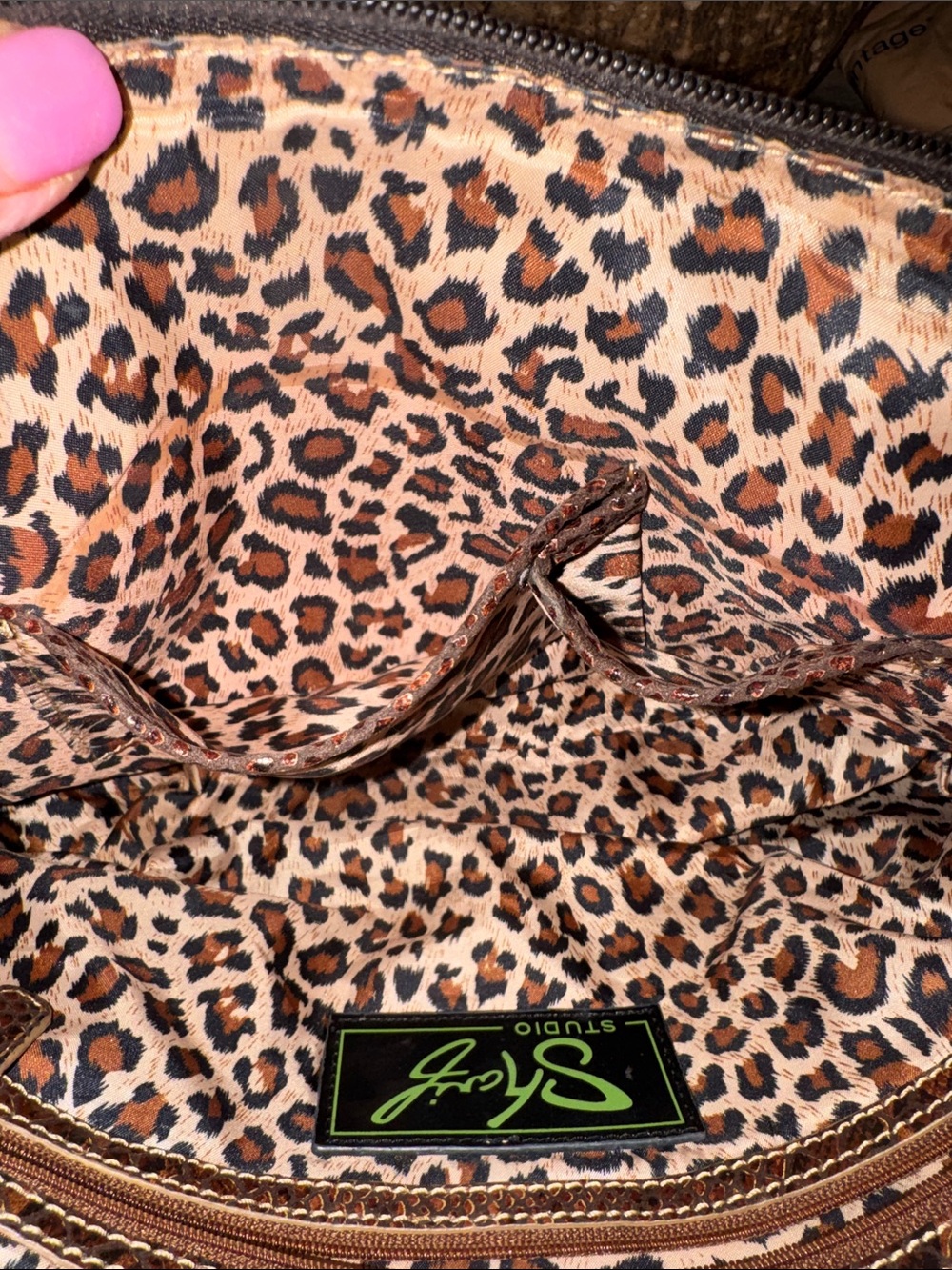 Sharif Brown & Dark Brown Snake-Print Shoulder Bag - Picture 6 of 8